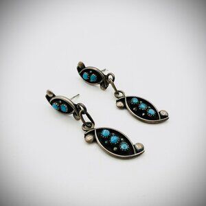 Vintage Snake Eye Turquoise Sterling Dangle Earrings